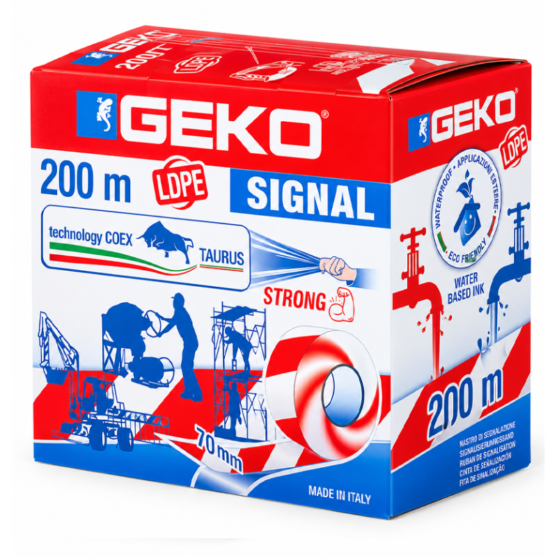 Nastro segnaletico SIGNAL Geko biodegradabile 70x200 bianco/rosso