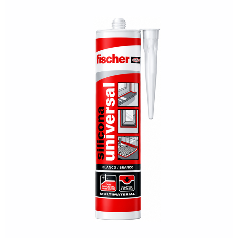 Silicone Acetico Multiuso SAM 280 Fischer. Trasparente, Sigillante Antimuffa