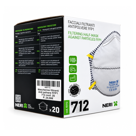 Mascarilla filtrante antipolvo FFP1 NR D Neri 712