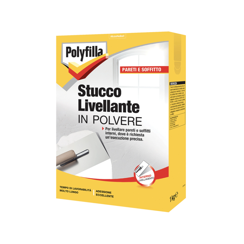 Stucco livellante in polvere Polyfilla 1 kg – Bianco per interni Stucco livellante in polvere Polyfilla 1 kg – Bianco per interni
