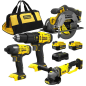 Kit STANLEY FatMax SFMCK469M2 (SFMCD711 + SFMCF800 + SFMCG400 + SFMCS500 + 2 x 4,0 Ah + cargador + bolsa XL)