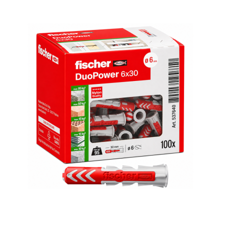 Fischer 100x Tasselli DuoPower, 6 x 30 mm