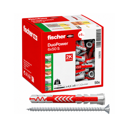 Fischer 50 Tasselli Lunghi Duopower con Vite 6x50 mm S